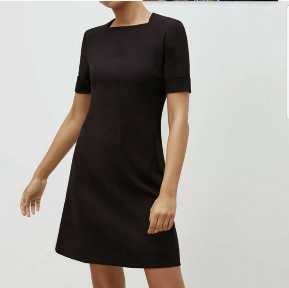 MM.LaFleur Black Short-Sleeve Sheath Dress